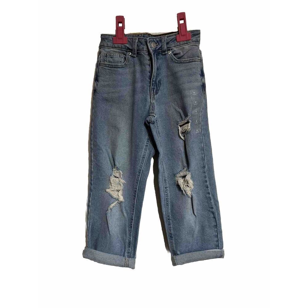 MAURICES Jeans Girls SZ 9 Short Evsies Blue Wash Mid-Rise Boyfriend Distressed‎